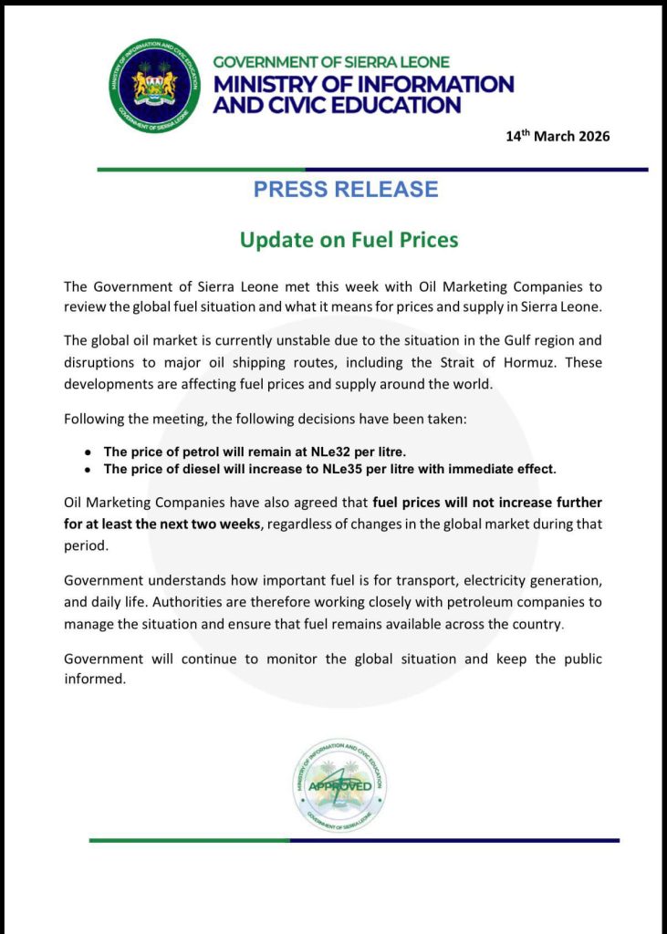 Update on Fuel Prices